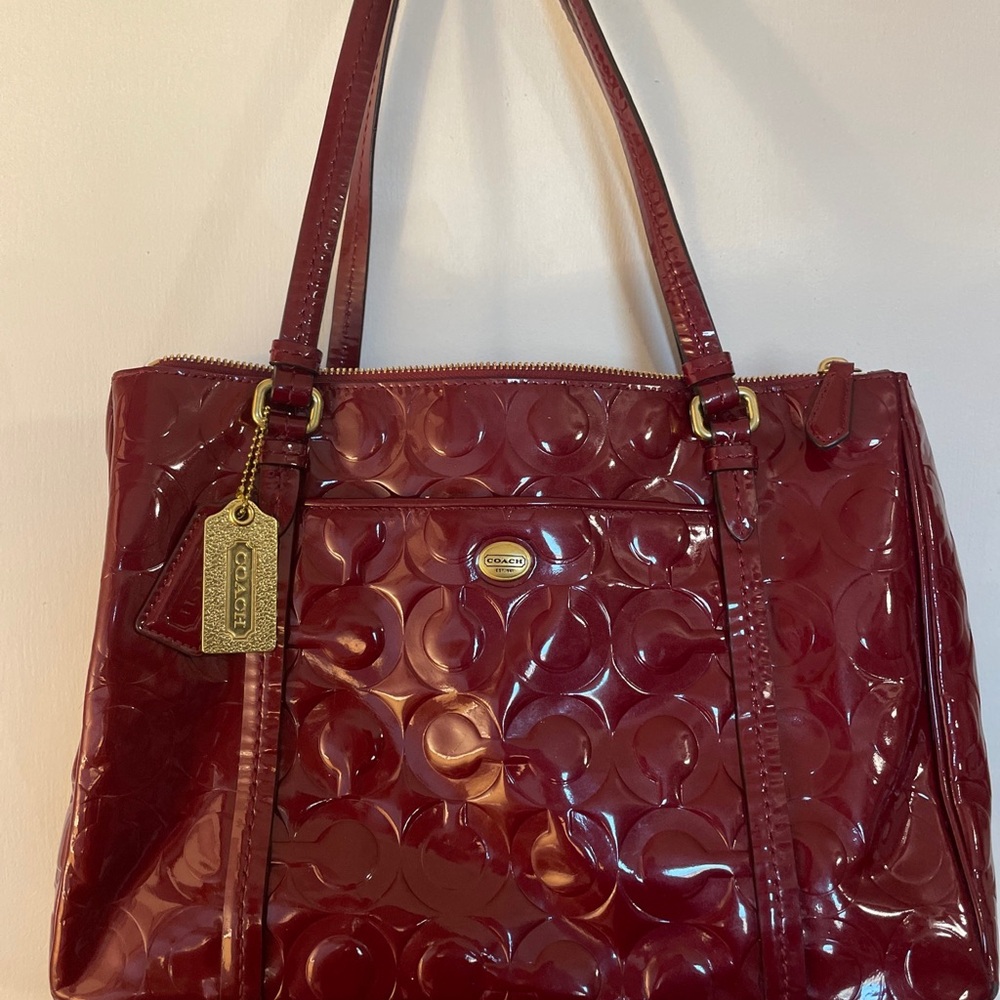 Coach Burgundy Patent Leather Tote